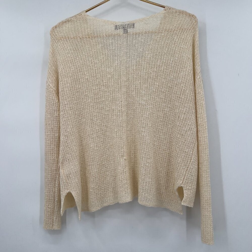 Lulus Women’s Small‎ Cream Knit Layered Semi Sheer Sweater Long Sleeve - Picture 4 of 10